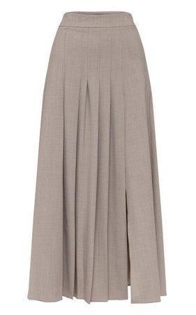 Sable Pleated Wool-Blend Maxi Skirt By Anna Quan | Moda Operandi