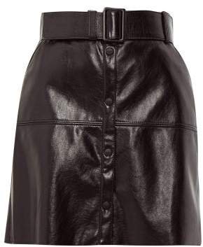 Belted Faux Leather Mini Skirt - Womens - Black