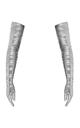 Rhys Ruched Metallic Lycra Long Gloves By Alex Perry | Moda Operandi