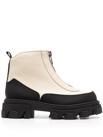 Shop GANNI zipped leather ankle boots with Express Delivery - FARFETCH