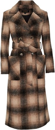 Aurora Plaid Wool Blend Wrap Coat