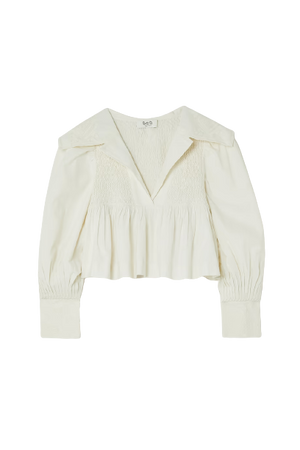 SEA - Willa cropped smocked cotton blouse