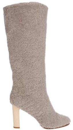 Álvaro Alvaro - Shearling Block Heel Boots - Womens - Grey