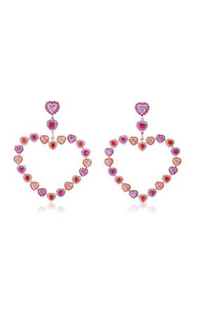 18k Rose Gold Vermeil Ruby Love Heart Hoop Earrings By Anabela Chan | Moda Operandi