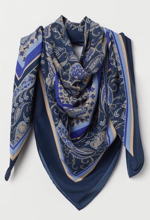 paisley, scarf, H&M, blue