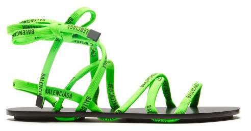 Logo Laced Wrap Around Flat Sandals - Womens - Green