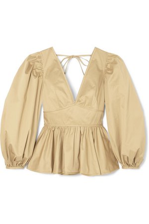 STAUD | Luna ruffled cotton-blend poplin blouse | NET-A-PORTER.COM