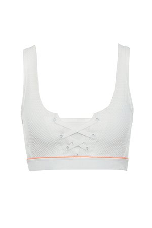 Work-Out Wear : 'Flex' White + Tangerine Airtex Crop Top