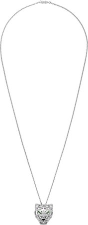 CRN7424211 - Panthère de Cartier necklace - Non-rhodiumized white gold, tsavorite garnets, onyx - Cartier