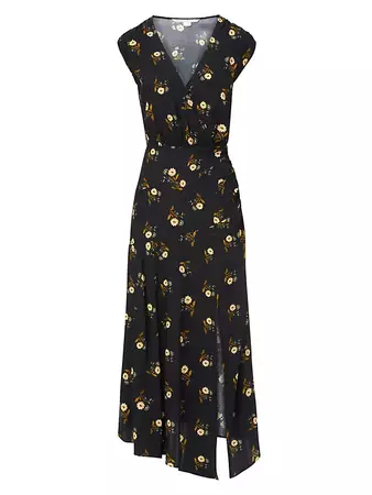 Shop Veronica Beard Wixson Silk-Blend Floral Midi-Dress | Saks Fifth Avenue