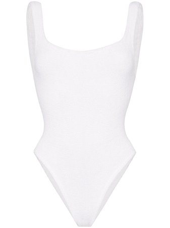 Shop white Hunza G scoop neck swimsuit with Express Delivery - Farfetch