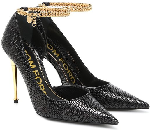 Snake-effect leather pumps