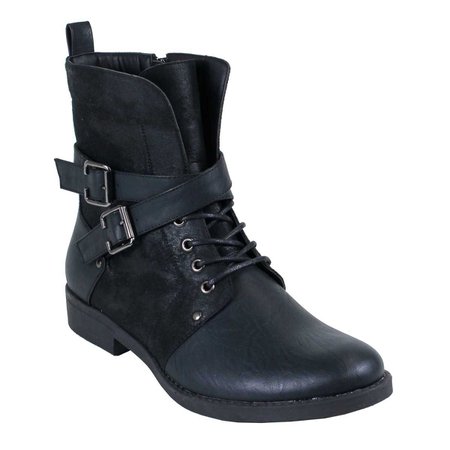Black Lace Up Strap Boots