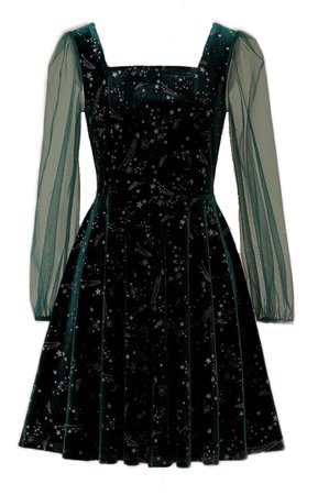 Zapaka Dark Green Velvet Dress