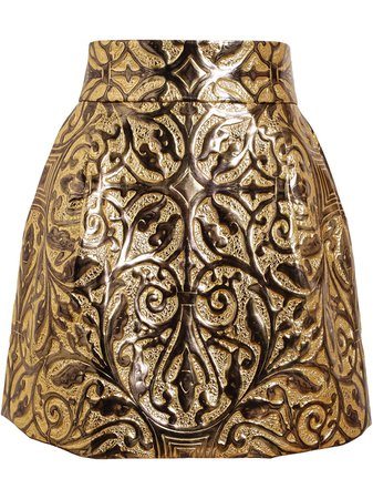Dolce & Gabbana Women's Metallic Embossed Brocade Skirt