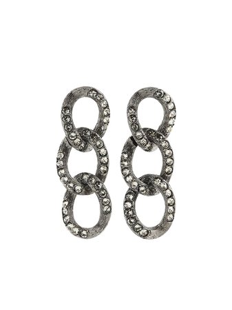 Shop Oscar de la Renta rhinestone-embellished drop earrings with Express Delivery - FARFETCH
