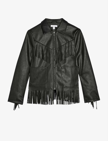 TOPSHOP - Roy faux-leather fringe jacket | Selfridges.com
