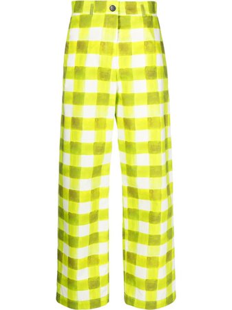 MSGM check-pattern Flared Cotton Trousers - Farfetch