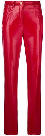 slim fit faux-leather trousers