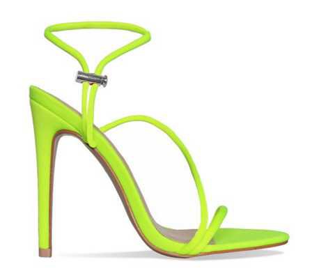 Simmi cherry neon yellow strappy toggle heels