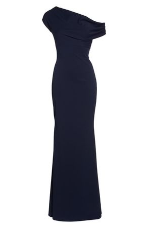 Katie May Hannah One-Shoulder Crepe Trumpet Gown | Nordstrom