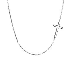 Amazon.com: EVER FAITH 925 Sterling Silver Simple Church Sideways Cross Pendant Choker Necklace for Women, Girls: Clothing, Shoes & Jewelry