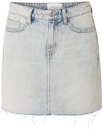 The Five Pocket Frayed Denim Mini Skirt - Light denim