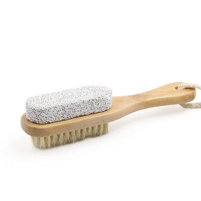 Pumice Bristle Wood Handle Foot Care Pedicure Exfoliate Scrubber Brush