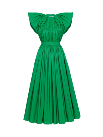 Women's Pleated Open Back Dress in Bright Green - Alexander McQueen