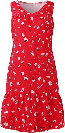 UODSVP Women's Summer Dresses Casual Fashion Loose Sleeveless Printed Dress, S-3XL at Amazon Women’s Clothing store