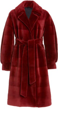 J. Mendel Belted Fur Wrap Coat