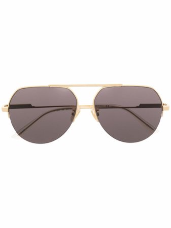 Shop Bottega Veneta Eyewear half-rim aviator-frame sunglasses with Express Delivery - FARFETCH