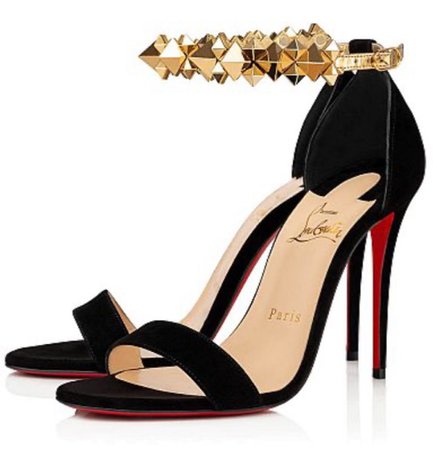 Black Heeled Sandals w/ Gold Spike Ankle Strap