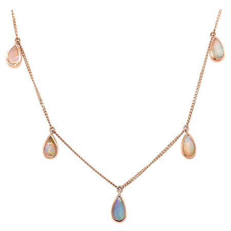Australian Boulder Opal Necklace in 18K Rose Gold For Sale at 1stDibs