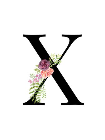 Letter X floral Alphabet Instant digital download | Etsy