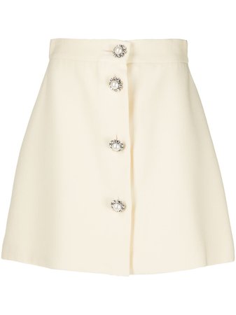 Miu Miu Bejewelled A-line Mini Skirt - Farfetch
