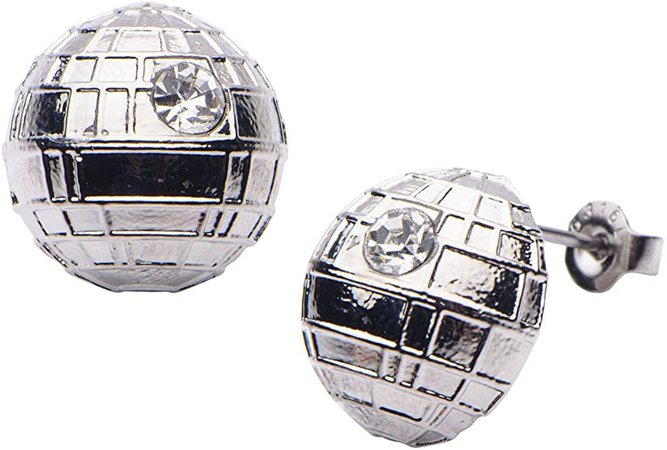 Amazon.com: Women's Stainless Steel Star Wars Death Star Stud Earrings: Jewelry