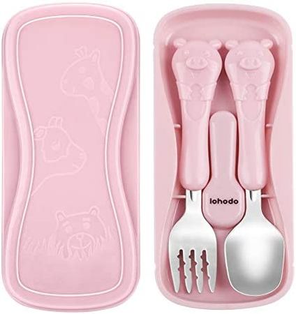 Amazon.com: Toddler Utensils Kids Spoon and Fork Set 18/8 Stainless Steel Silverware BPA Free Cute Pig Child Flatware with Travel Case for Age 3+ : Everything Else