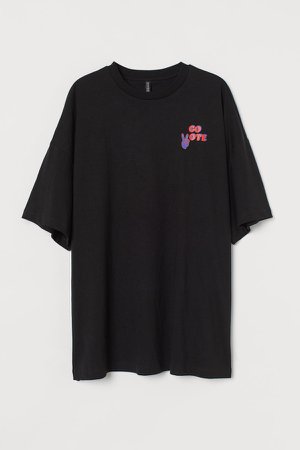 Oversized Cotton T-shirt - Black