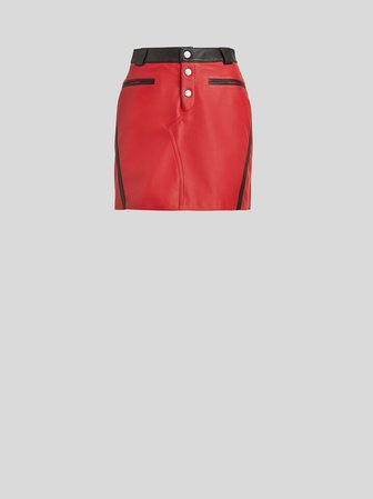 Leather mini skirt with ETRO cube logo | Women | Red | ETRO