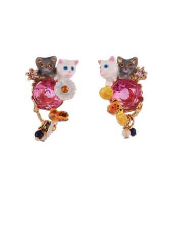 LITTLE CATS DUO WITH FACETED GLASS AND CHARMS EARRINGS - AS SEEN ON TAYLOR SWIFT