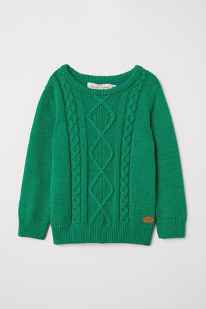 Textured-knit Sweater - Green - Kids | H&M CA