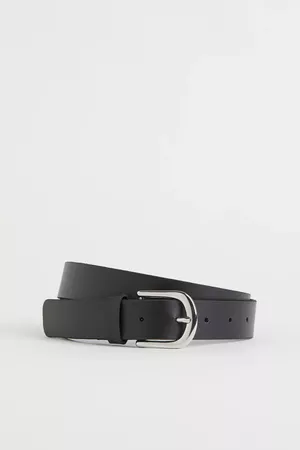 Leather Belt - Black/silver-colored - Ladies | H&M US