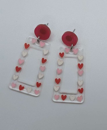 Geometric Valentines Day Earrings Resin Earrings With | Etsy