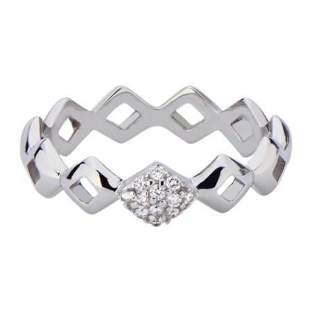 Lucia Pinky Stacking Ring with Diamonds in 14k White Gold by GiGi Ferranti