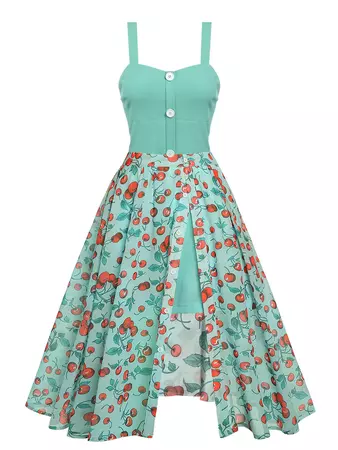 Green 1950s  Cherry Skirt  Dresses