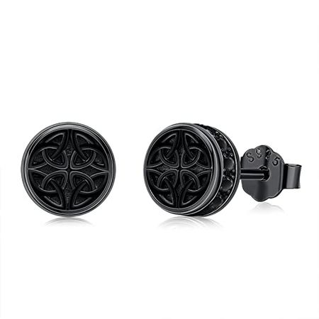 Amazon.com: Celtic Earrings 925 Sterling Silver Black Stud Earrings Black Round Earrings Celtic Knot Jewelry for Women Men Birthday: Clothing, Shoes & Jewelry