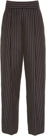 Striped Wool And Mohair Cropped Pants