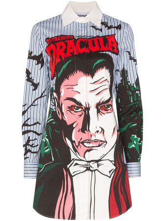 Moschino Monster Dracula Print Stripe Shirt Dress - Farfetch
