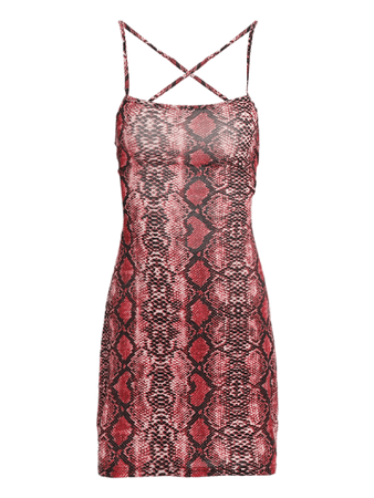 Snakeskin Print Criss Cross Cami Dress